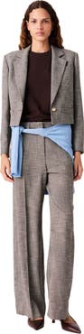 maje Short Checked Suit Jacket