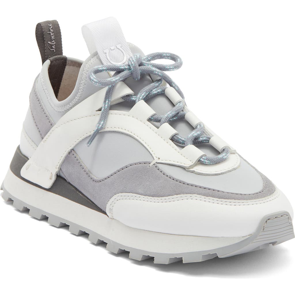 Ferragamo Lace-up Low-top Sneakers In Gray