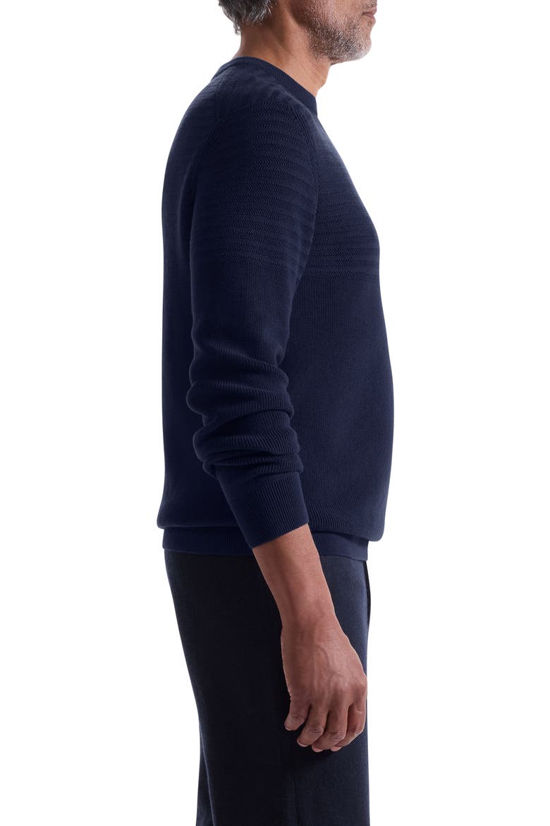Mixed Stitch Cotton Crewneck Sweater, Alternate, color, NAVY