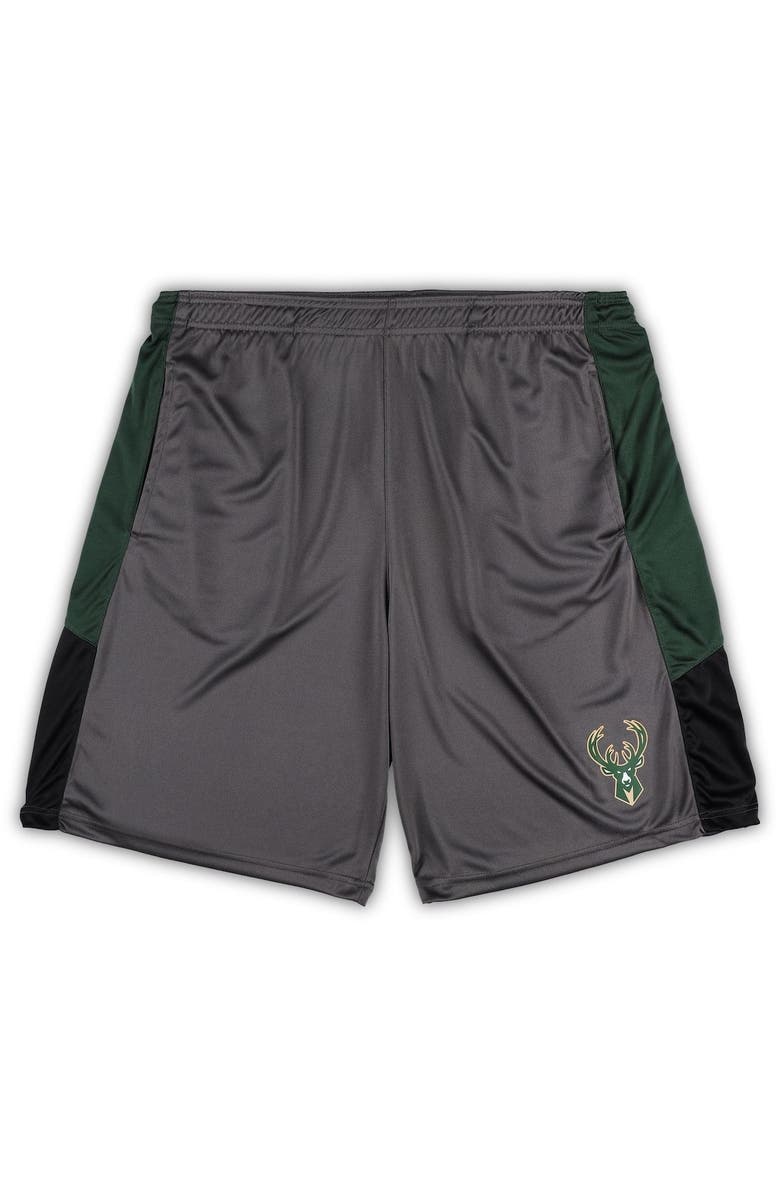 FANATICS Men's Fanatics Branded Gray Milwaukee Bucks Big & Tall Shorts, Main, color, Gray