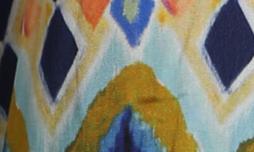 Apny Abstract Print Roll Tab Sleeve Chiffon Button-up Shirt In Turquoise Multi