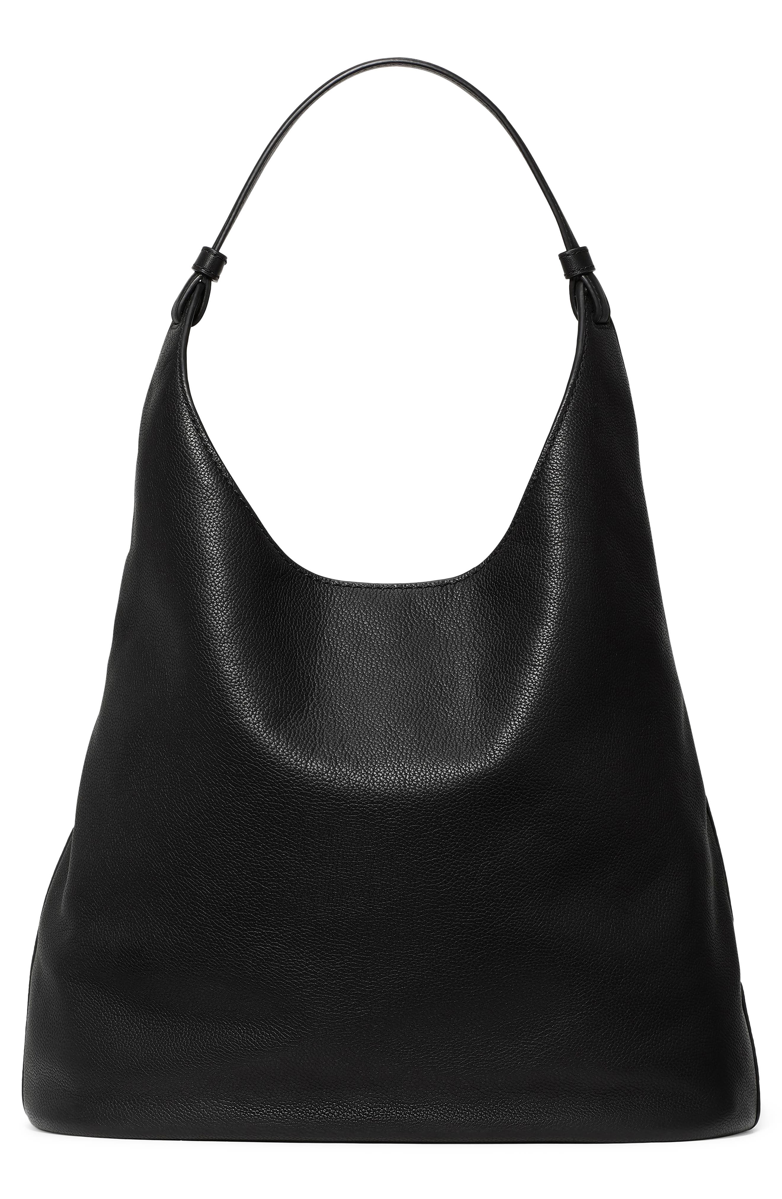 Loop Large Pebbled Leather Tote, Alternate, color, BLACK