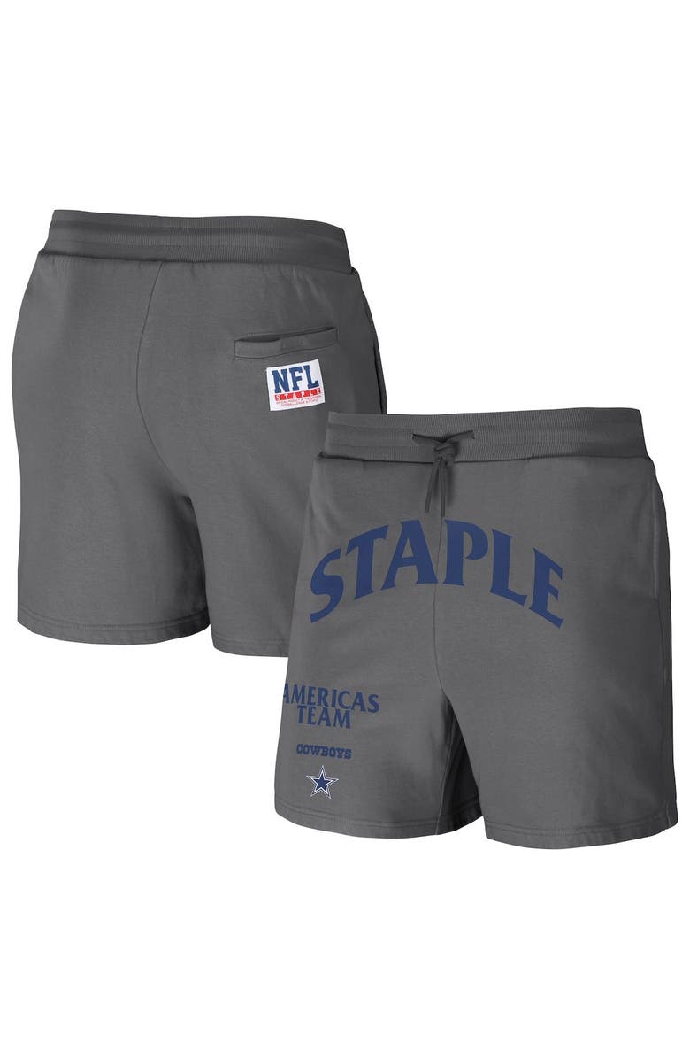 STAPLE Men's NFL x Staple Gray Dallas Cowboys Throwback Vintage Wash Fleece Shorts, Main, color,