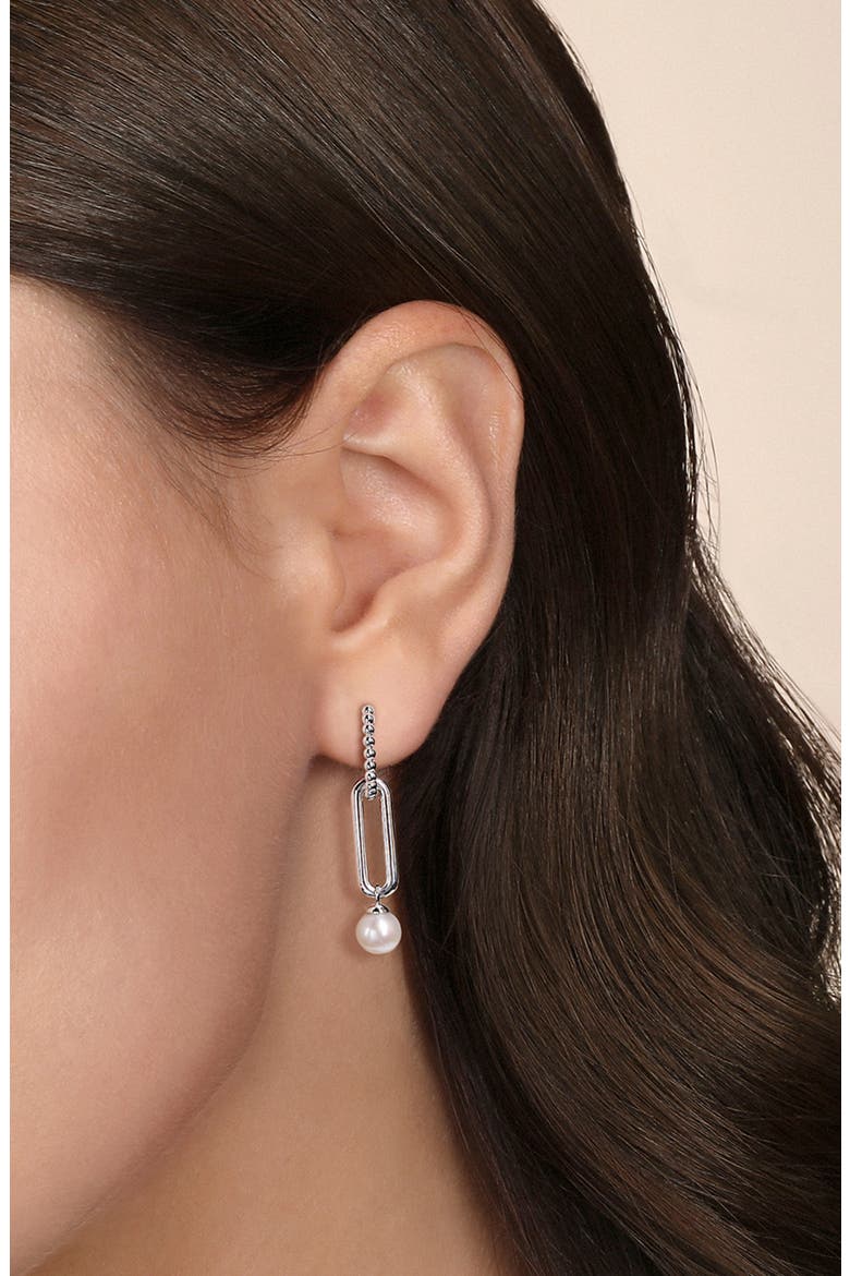 Bujukan Pearl Sterling Silver Huggie Hoop Drop Earrings, Alternate, color, STERLING SILVER