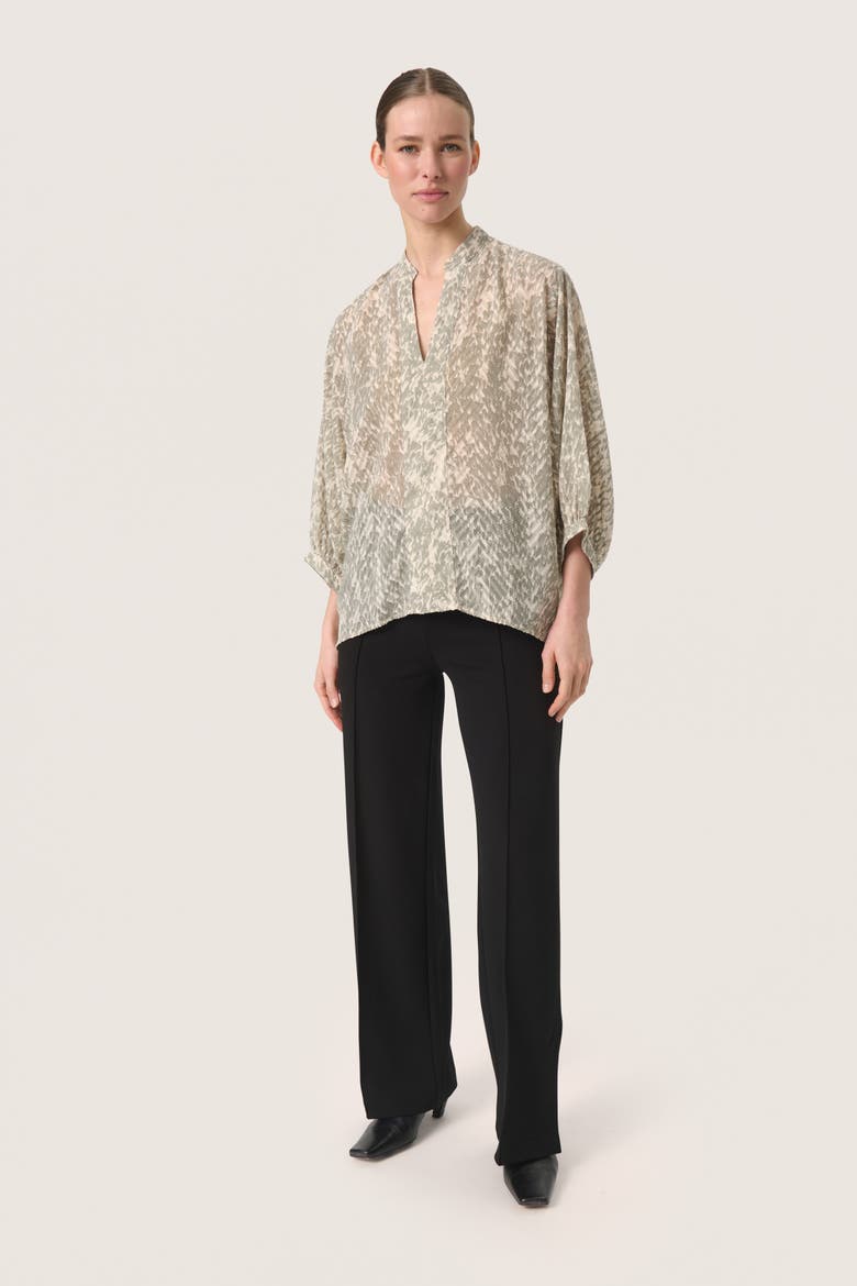 SLOsaka Notch Neck Cropped Sleeve Blouse, Alternate, color, Shadow Drop Print