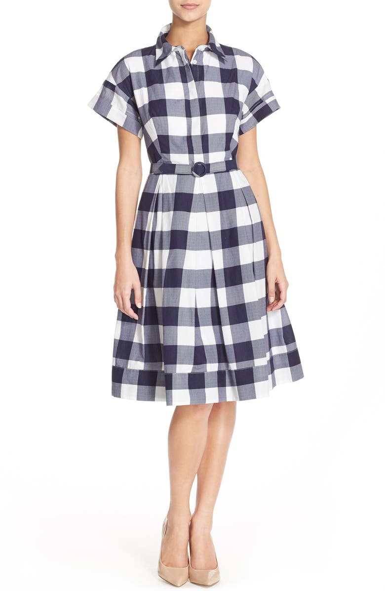 Eliza J Woven Gingham Shirtdress, Main, color, 