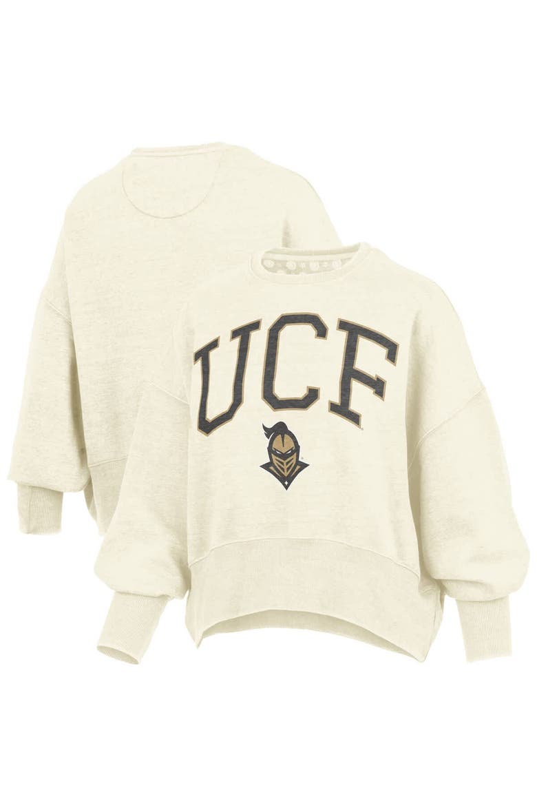 Women's Pressbox Natural UCF Knights Oversized Waist-Length Crewneck Sweatshirt, Main, color, Natural