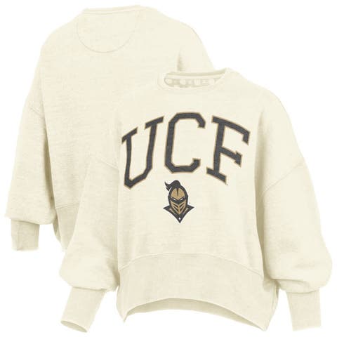 Women's Pressbox Natural UCF Knights Oversized Waist-Length Crewneck Sweatshirt