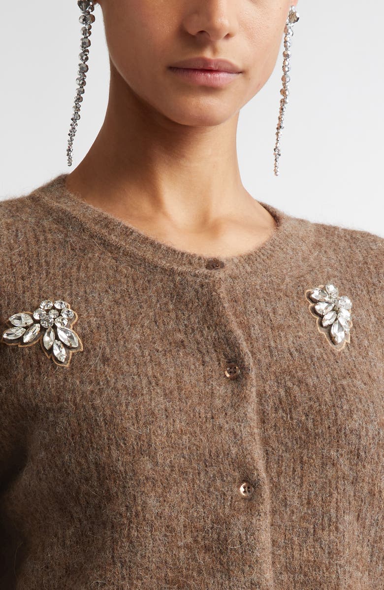 Simone Rocha Crystal Embellished Crop Cardigan, Alternate, color,