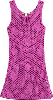 Miken Swim Kids' Open Knit Floral Cover-Up Dress