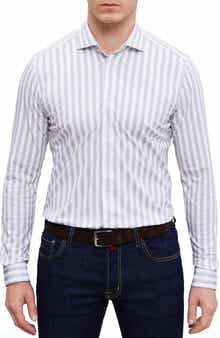 Emanuel Berg 4Flex Modern Fit Stripe Knit Button-Up Shirt