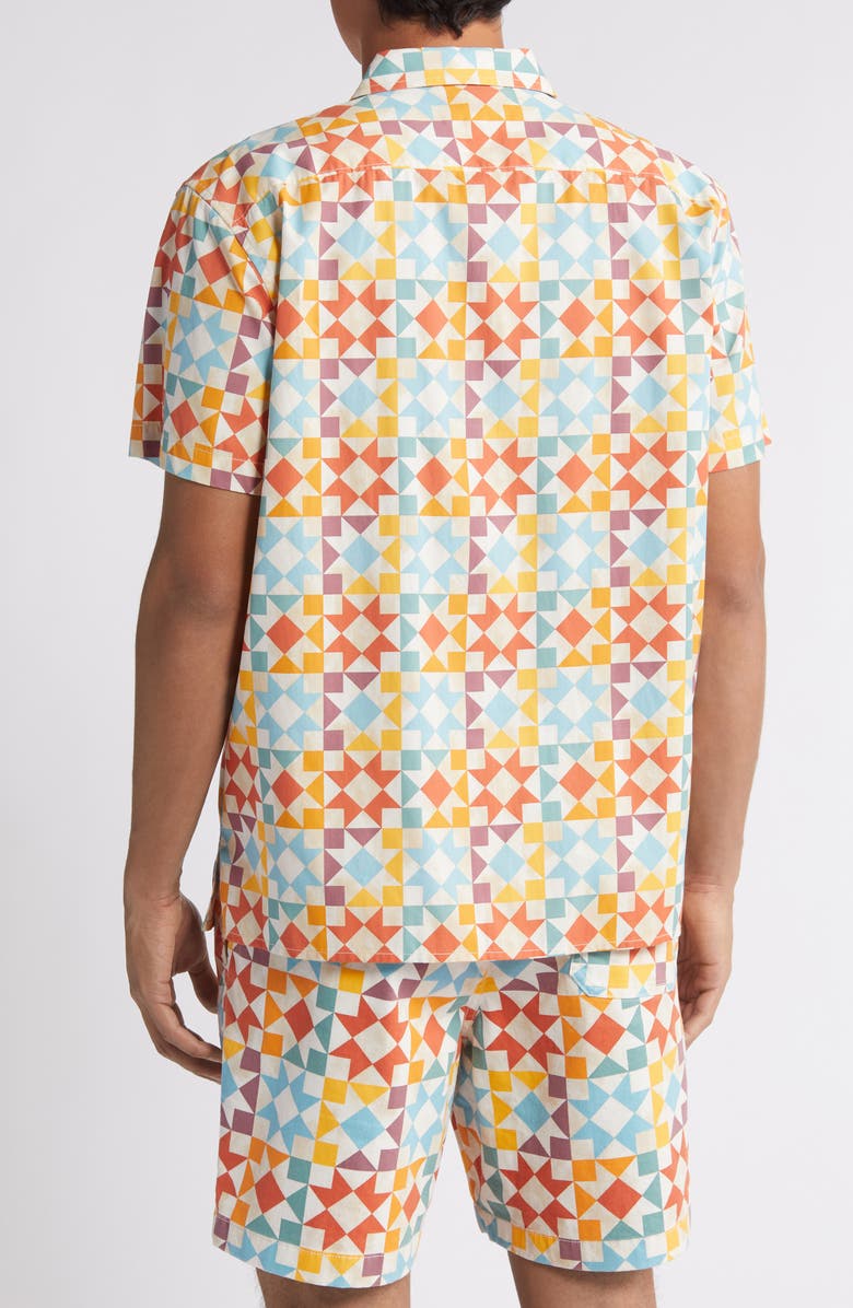 Treasure & Bond Quilt Print Short Sleeve Button-Up Shirt, Alternate, color,