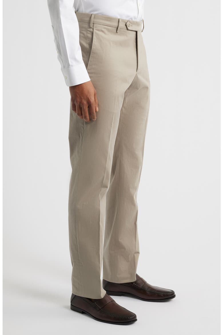 Parker Flat Front Stretch Cotton Pants, Alternate, color, STONE