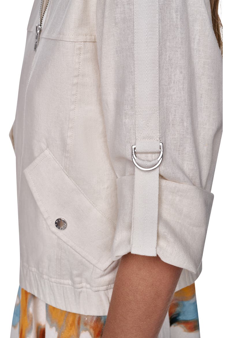 Linen Blend Bomber Jacket, Alternate, color, COCONUT