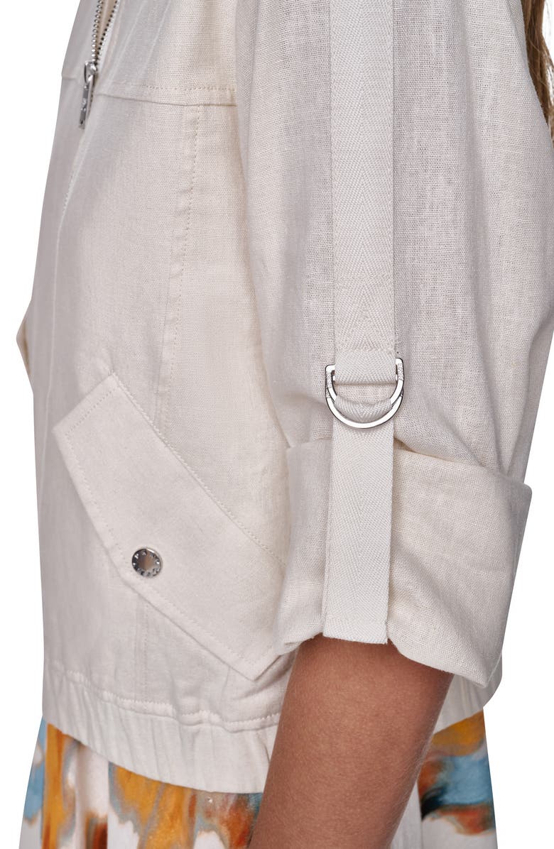 DKNY Linen Blend Bomber Jacket, Alternate, color, Coconut