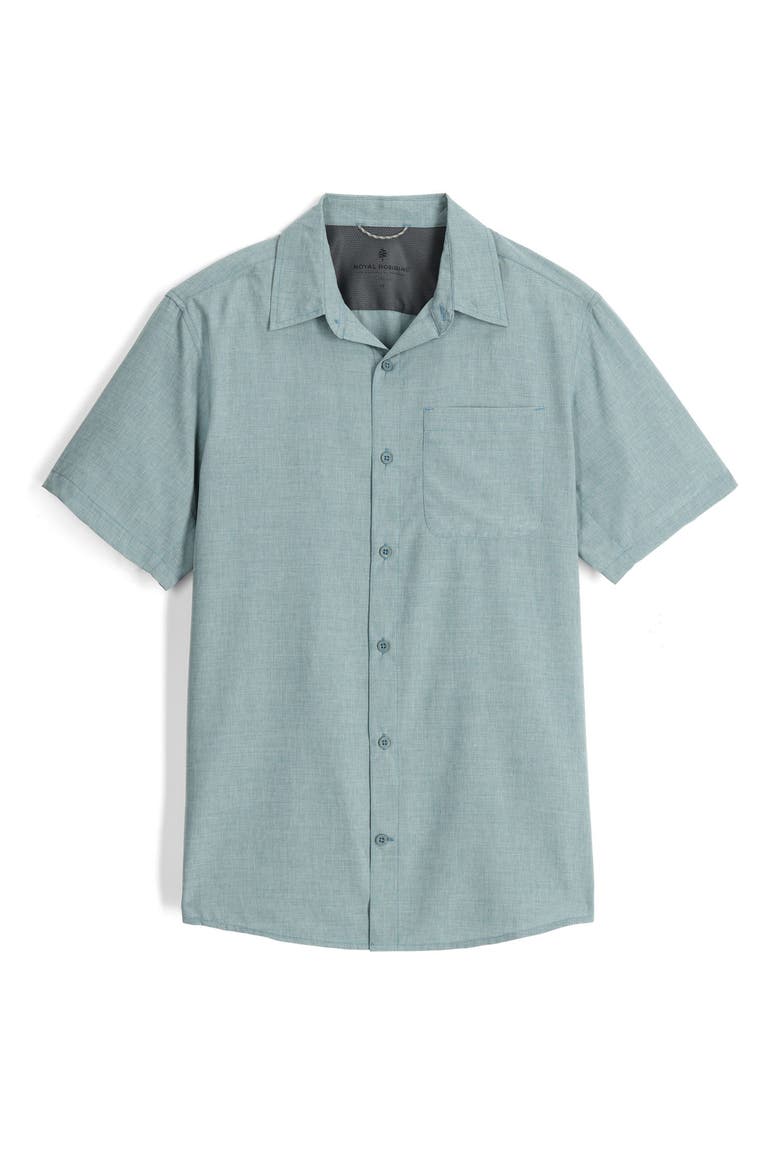 Amp Lite II Short Sleeve Button-Up Shirt, Main, color, LIGHT SLATE HEATHER