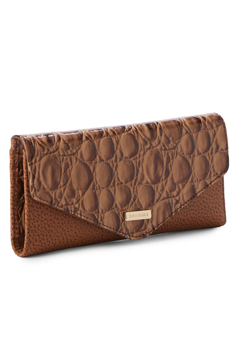 Veronica Croc Embossed Leather Wallet, Alternate, color, CINNAMON