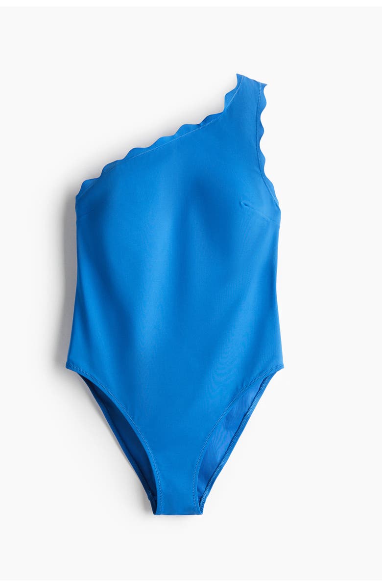 H&M Padded-cup One-shoulder Swimsuit, Main, color, Blue