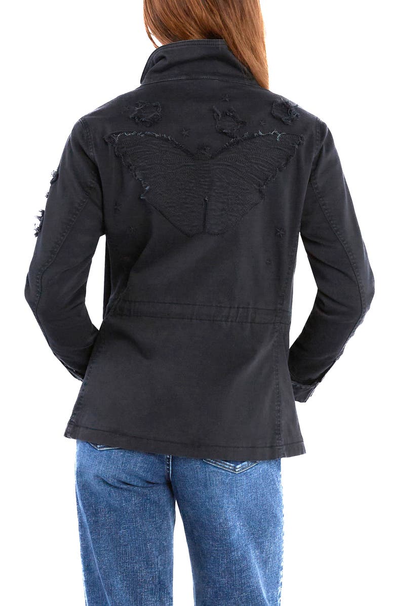 Billy T Butterfly Embroidery Cotton Blend Jacket, Alternate, color, Almost Black