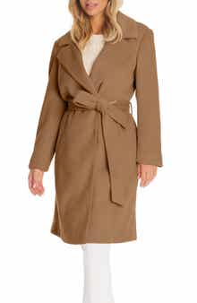 Vince Camuto Belted Coat with Removable Faux Fur Collar