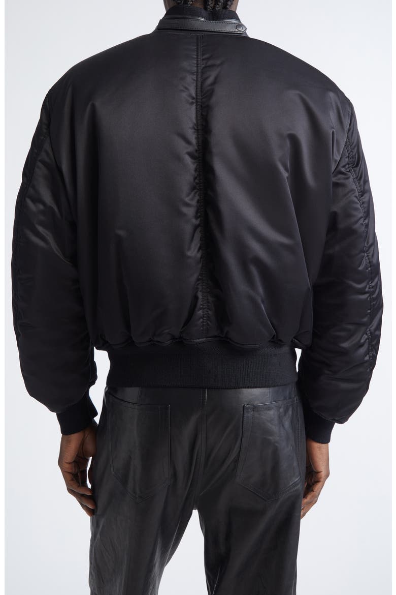 Soft Silk Satin Bomber Jacket, Alternate, color, BLACK/ GREEN