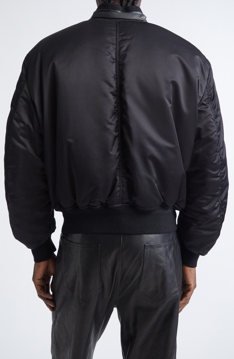 TOM FORD Soft Silk Satin Bomber Jacket, Alternate, color, Black/ Green