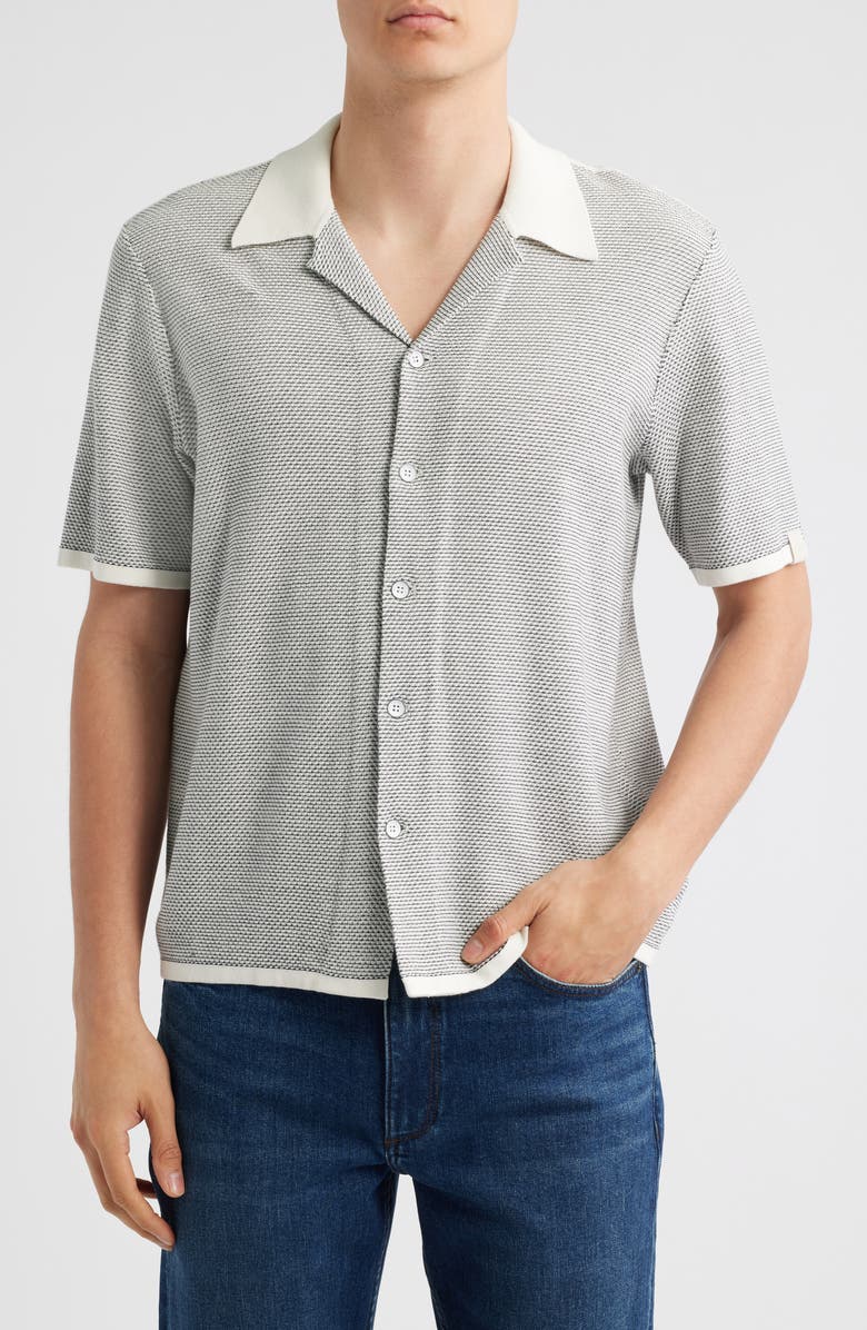 rag & bone Norton Knit Camp Shirt, Main, color, Chalk