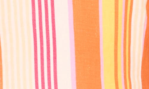 1.state Stripe Strapless Linen Blend Maxi Dress In Peach Cream