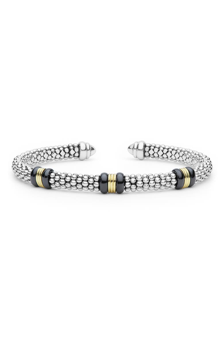 Signature Caviar 18k Gold & Black Ceramic Cuff Bracelet, Main, color, TWO-TONE