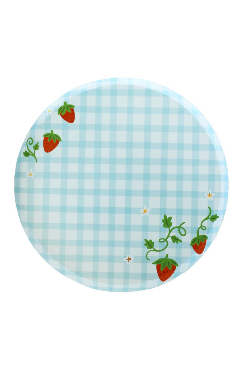 Daydream Society Strawberry Picnic Gingham Print Large Plates, Main, color, Assorted Pre-Pack