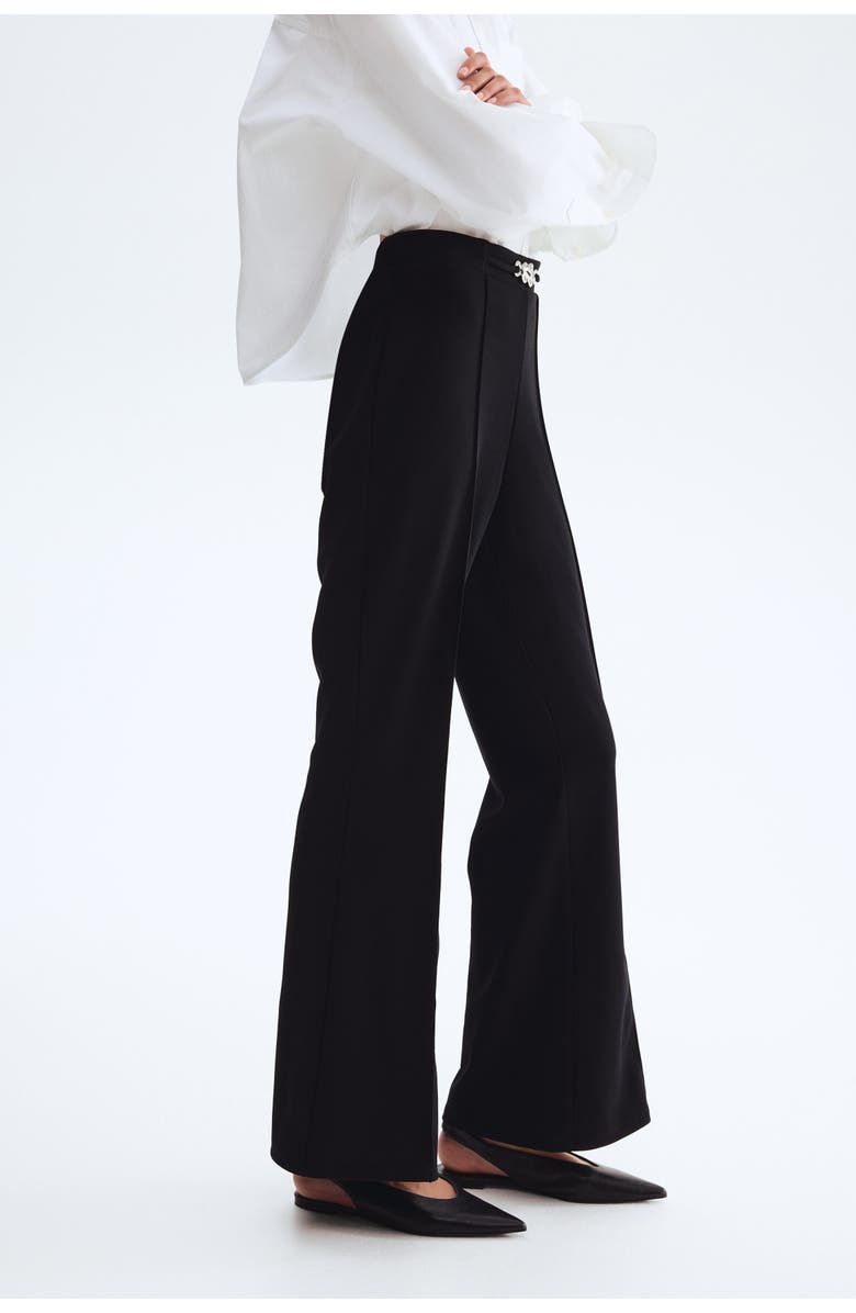H&M Bootcut Ponte Di Roma Trousers, Alternate, color, Black