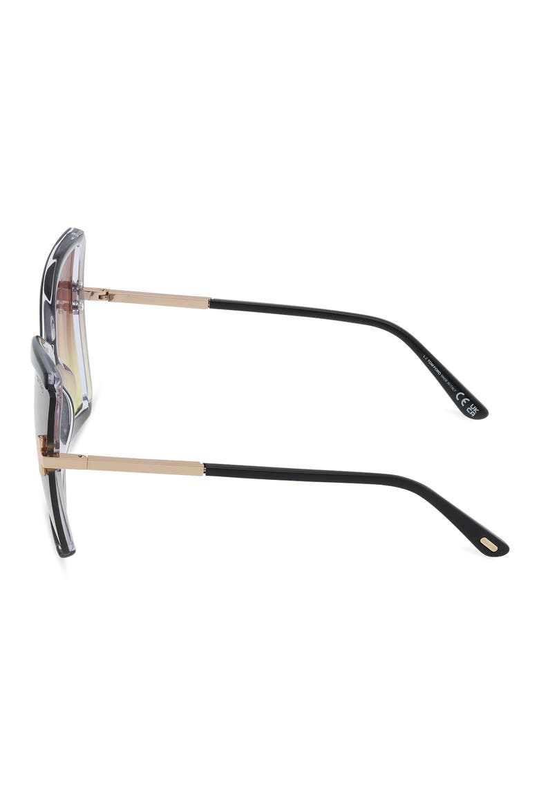 Gia 63mm Oversize Butterfly Sunglasses, Alternate, color, BLACK & CRYSTAL / SUNSET