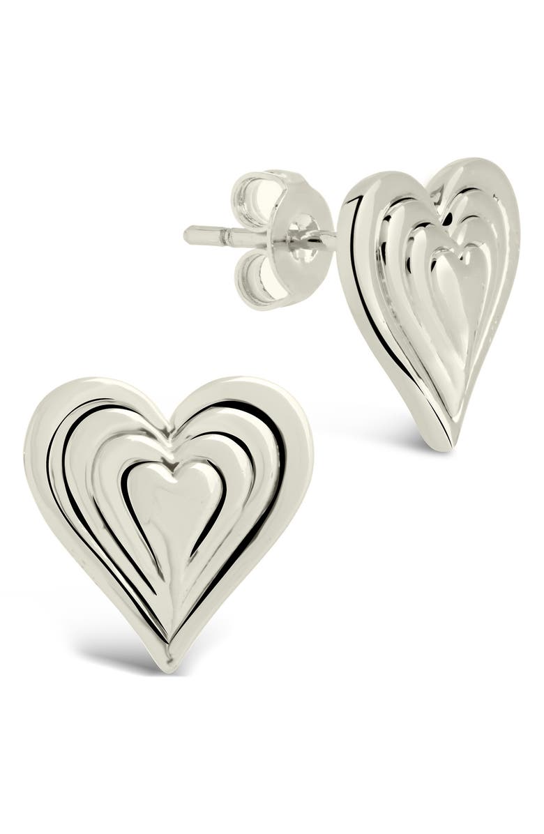 Sterling Forever Beating Heart Stud Earrings, Main, color, 