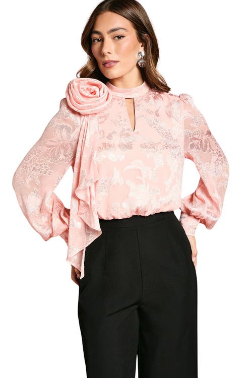 Coast Satin Jacquard Corsage 2 In 1 Jumpsuit In Pink