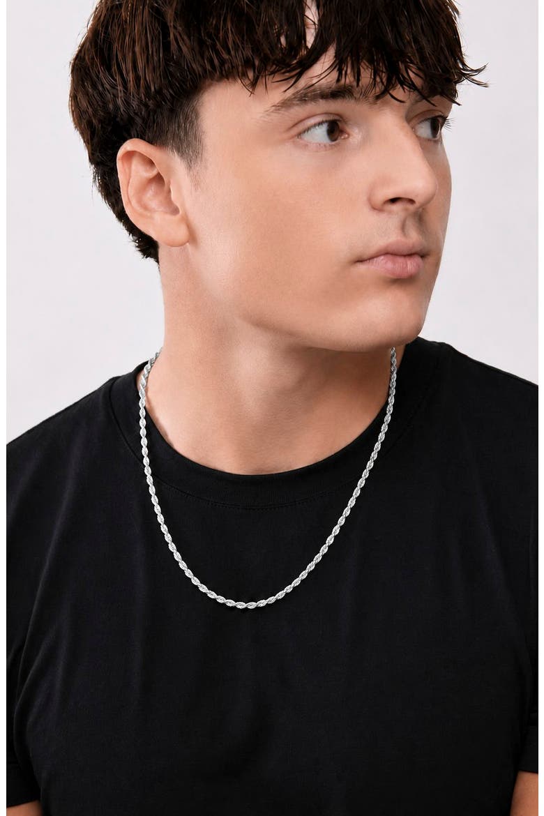 Men's 14K Gold Rope Chain Necklace, 3.7mm (Online Trunk Show), Alternate, color, 14K WHITE GOLD