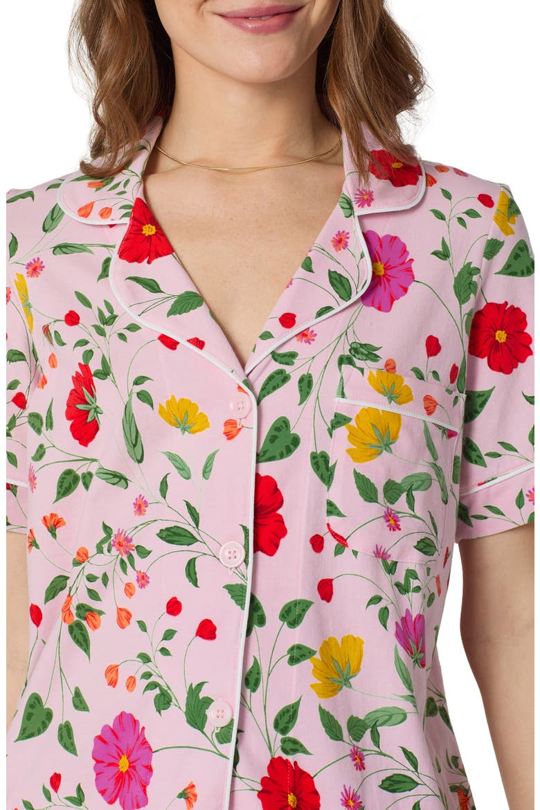 Print Stretch Organic Cotton Short Pajamas, Alternate, color, SUNLIT FLORA