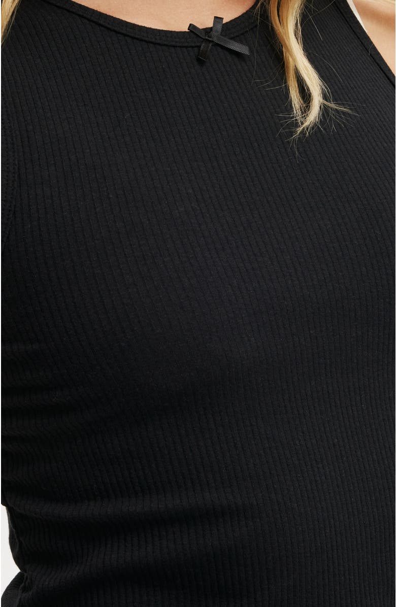 COTTON ON BODY Women's Rib Lace Ruched Tank, Alternate, color, Black