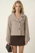 Modenaire Cropped Wool-Blend Oversized Collar Jacket