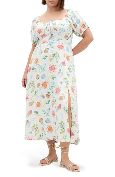 Abbie Ocean Print Sundress (Plus)