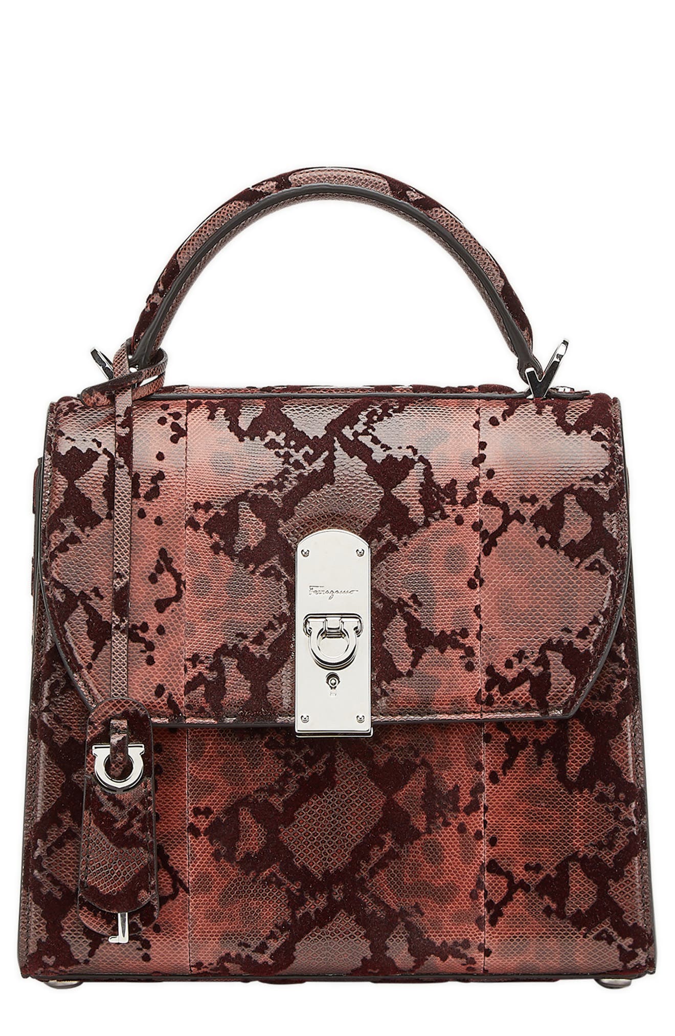 FERRAGAMO Salvatore Ferragamo Boxyz Genuine Snakeskin Satchel, Main, color, 
