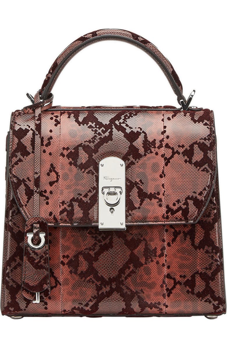 FERRAGAMO Salvatore Ferragamo Boxyz Genuine Snakeskin Satchel, Main, color,