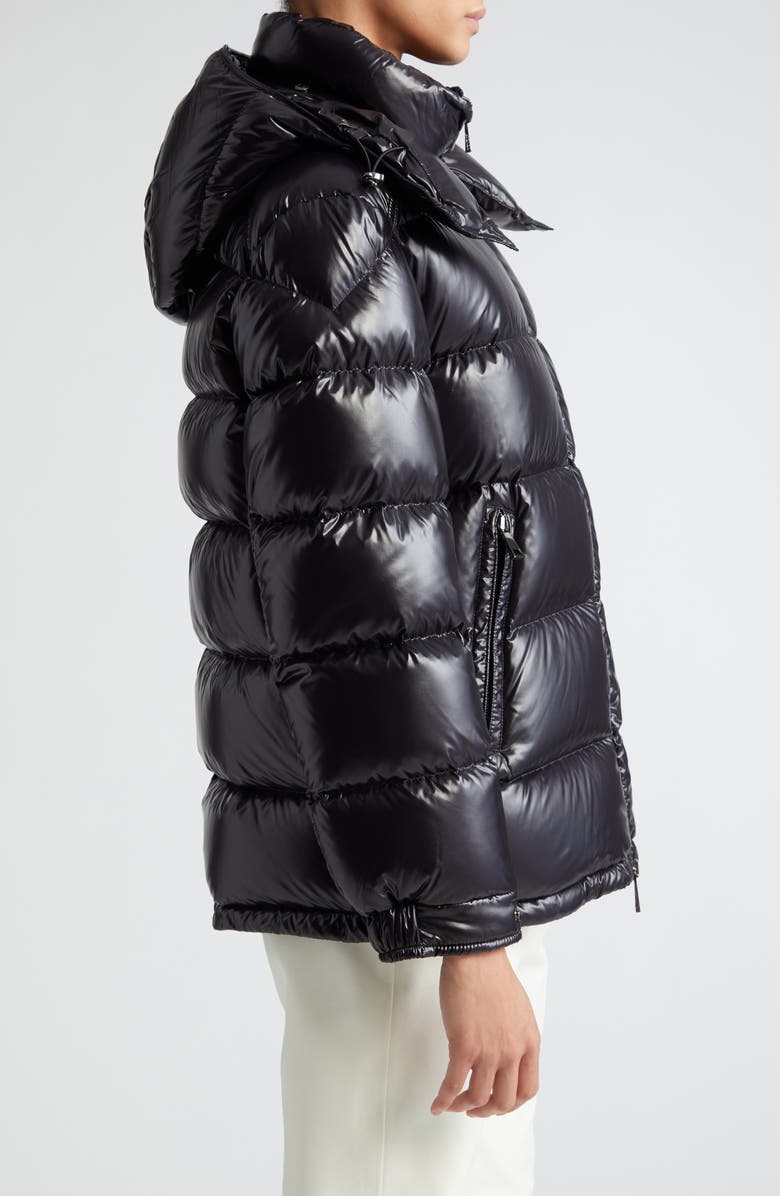 Moncler Maire Hooded Short Down Puffer Jacket, Alternate, color, Black