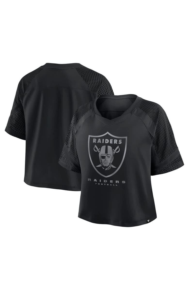 FANATICS Women's Fanatics Las Vegas Raiders Oversized Raglan V-Neck Blackout Fashion Jersey, Main, color,