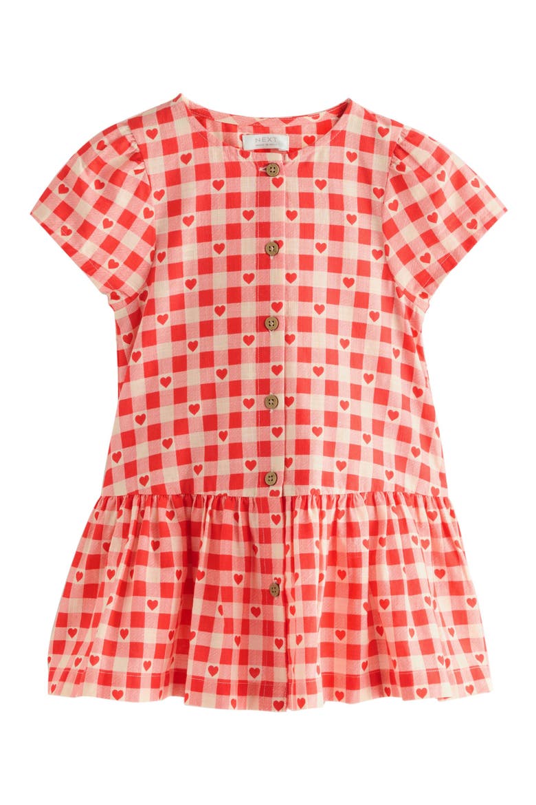 Kids' Gingham Heart Cotton Dress, Main, color, RED