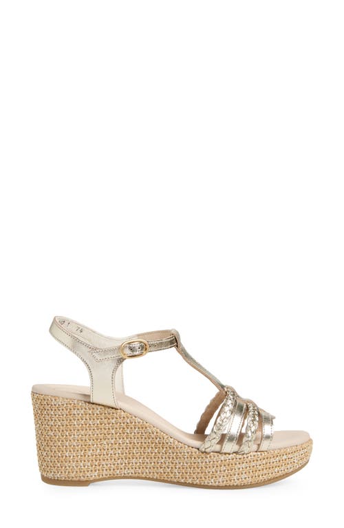 Paul Green Ava Wedge Sandal In Platino Metallic Nappa