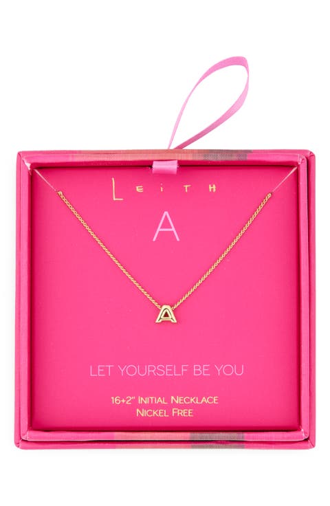 Let Yourself Be You Bubble Initial Pendant Necklace