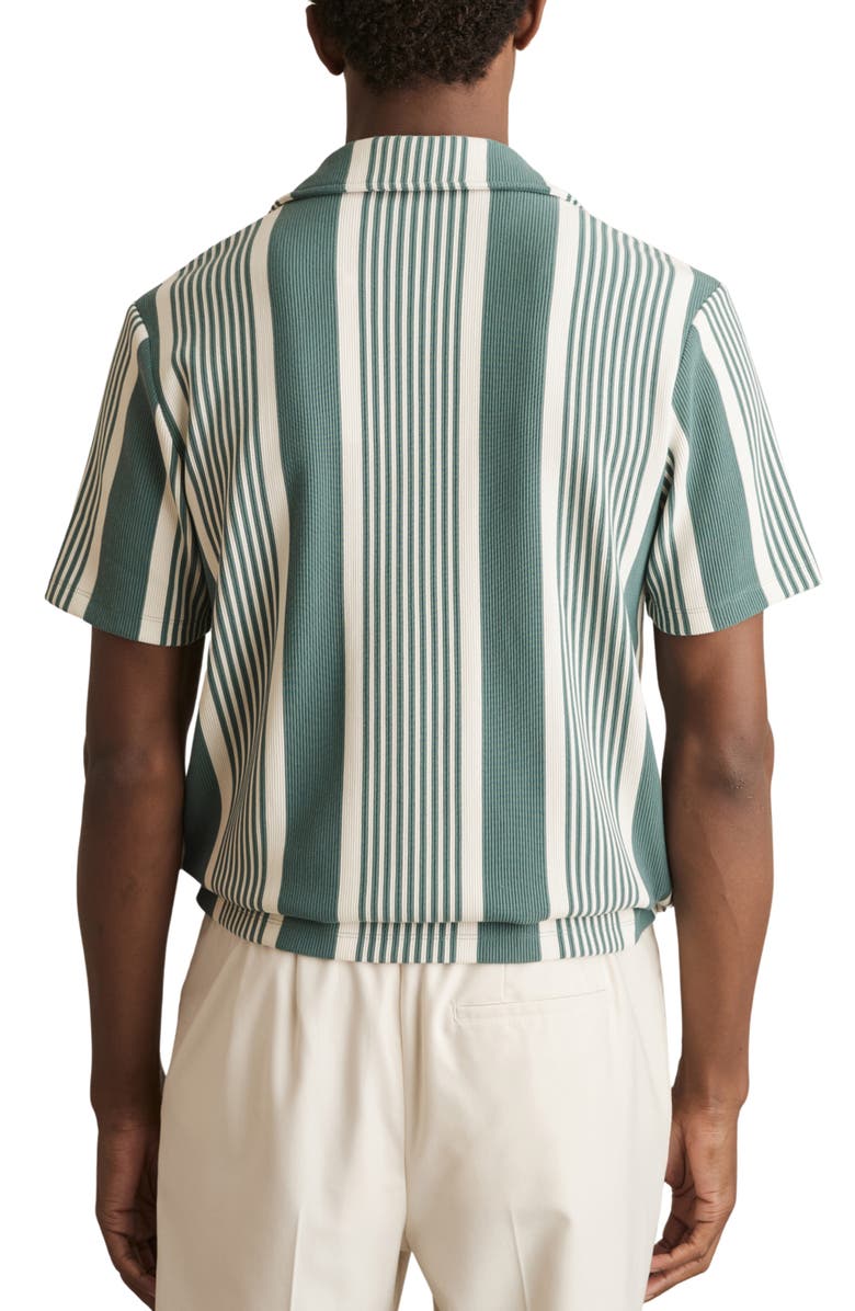 Reiss Alcazar Stripe Rib Knit Camp Shirt, Alternate, color, 