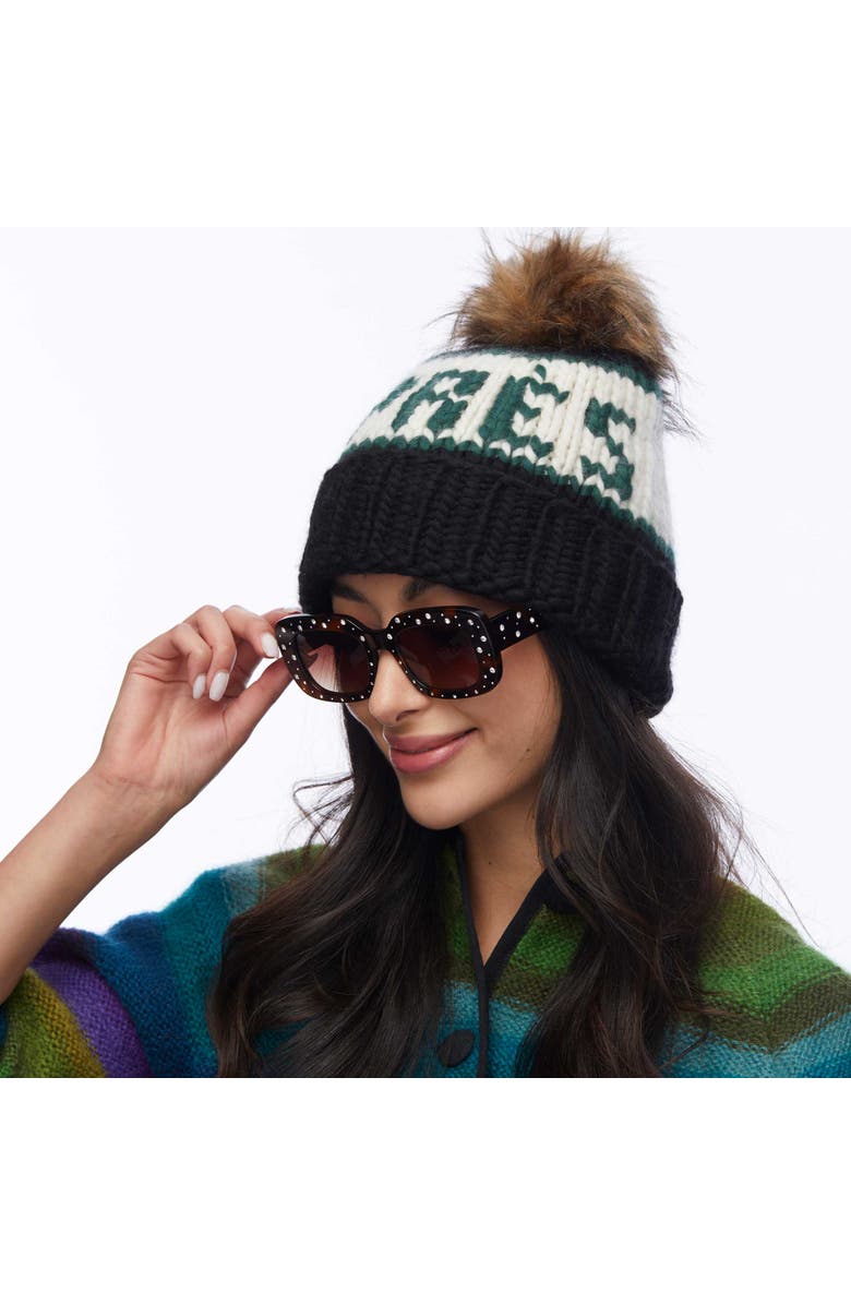 Lele Sadoughi Black & Forest Apres Beanie, Alternate, color, Black 001