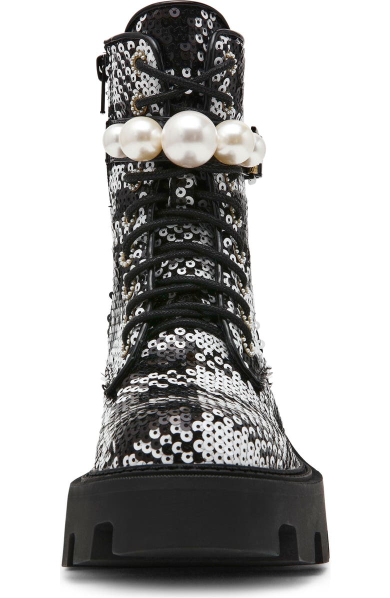 Betsey Johnson Jonnie Lug Sole Boot, Alternate, color, Black/ White Plaid