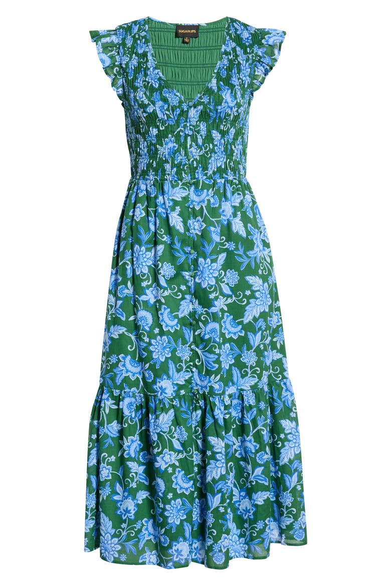 Angie Floral Cotton Shirtdress, Alternate, color, KELLY BLUE
